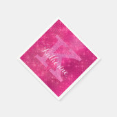 Girly Hot Pink Glitter Glam Sparkle Monogram Naam Servet (Hoek)