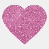 Girly Hot Pink Glitter Hart Sticker (Voorkant)