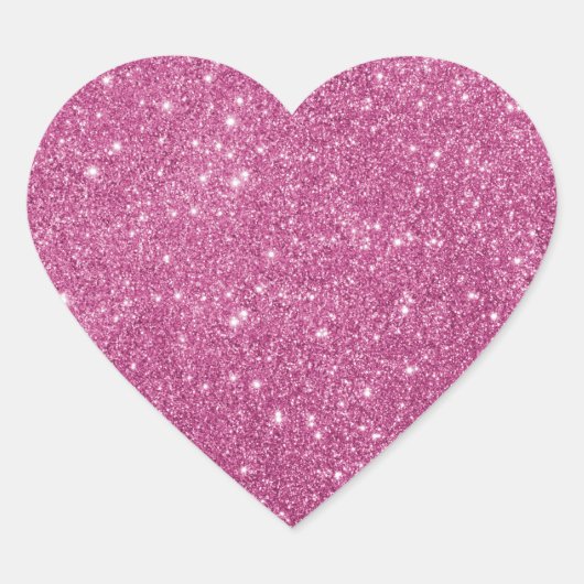 Girly Hot Pink Glitter Hart Sticker (Voorkant)