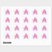 Girly Hot Pink Glitter Letter A Monogram Vierkante Sticker (Vel)