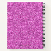 Girly Hot Pink Glitter Monogram Name Notitieboek (Achterkant)