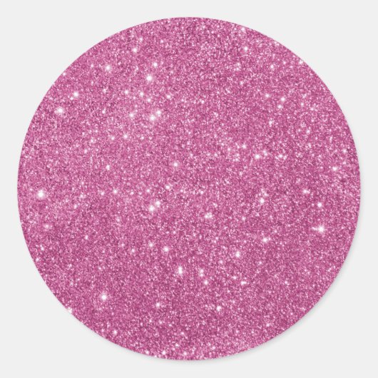 Girly Hot Pink Glitter Ronde Sticker (Voorkant)