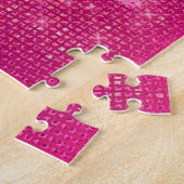Girly Hot Pink Glitter Sparkle Bling Monogram Naam Legpuzzel (Zijkant)