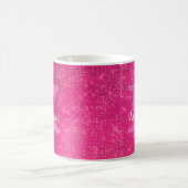 Girly Hot Pink Glitter Sparkle Glam Monogram Naam Koffiemok (Center)