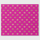 Girly Hot Pink Gold Kiss Lips Patroon  Cadeaupapier (Vlak)
