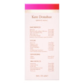Girly Hot Pink Gold Stripe Salon Price List Menu (Voorkant)