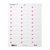 Girly Hot Pink Kiss Blank Etiket (Full Sheet)