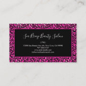 Girly Hot Pink Leopard Spots Chic Black Monogram Visitekaartje (Achterkant)