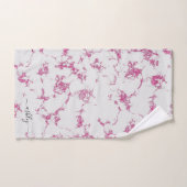 Girly Hot Pink Magenta Glitter Marble Script Naam Bad Handdoek (Handdoek)