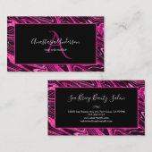 Girly Hot Pink Marble Glitter Fun Elegant Monogram Visitekaartje (Voorkant / Achterkant)