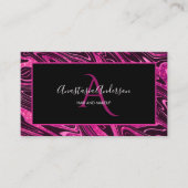 Girly Hot Pink Marble Glitter Fun Elegant Monogram Visitekaartje (Voorkant)
