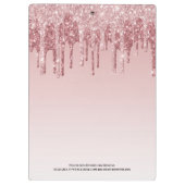 Girly Hot Pink Ombre Glitter Monogram Naam Klembord (Achterkant)