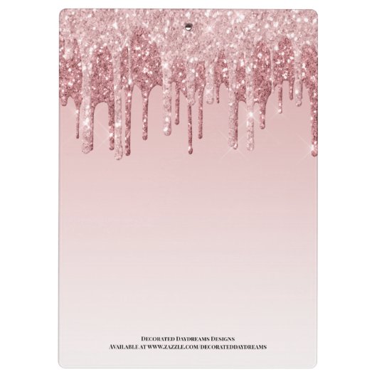 Girly Hot Pink Ombre Glitter Monogram Naam Klembord (Achterkant)