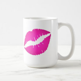 Girly Hot Pink Ombre Lipstick Kiss Print Koffiemok