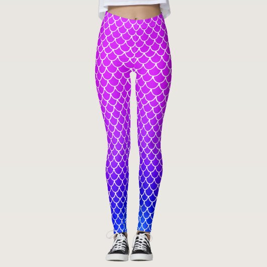 Girly Hot Pink Paarse Gradient Zeemeermin Schalen  Leggings (Voorkant)