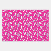 Girly Hot Pink Pad Patroon Tekst Eerste Periode Pa Inpakpapier Vel (Voorkant)
