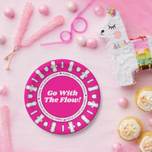 Girly Hot Pink Pads Naam Eerste Periode Partij Papieren Bordje