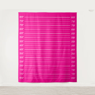 Girly Hot Pink Politie Line-up Criminele Mugshot Wandkleed