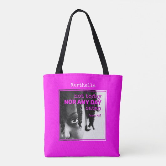 Girly Hot Pink, VANDAAG NIET GENOEMD SATAN-Canvas  Tote Bag (Achterkant)