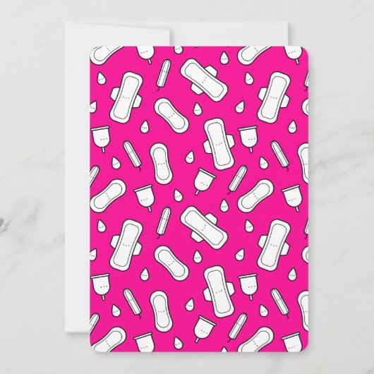 Girly Hot Roze Cartoon Pad Eerste Periode Partij Kaart (Achterkant)