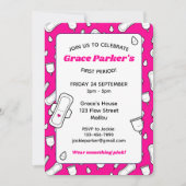 Girly Hot Roze Cartoon Pad Eerste Periode Partij Kaart (Voorkant)