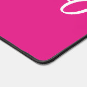 Girly Hot Roze en Wit Borstel Script Naam Bureaumat (Hoek)