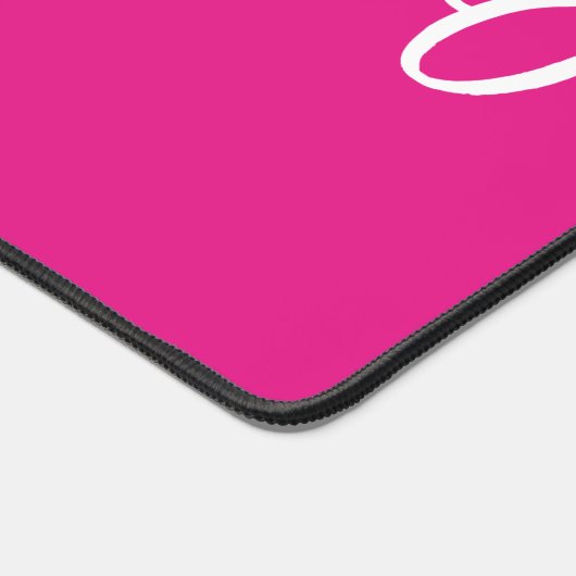 Girly Hot Roze en Wit Borstel Script Naam Bureaumat (Hoek)