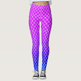 Girly Hot Roze Paarse Gradiënt Zeemeermin Schubben Leggings