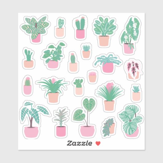 Girly Houseplants Sticker Sheet (Vel)
