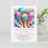 Girly Ice Cream verjaardagsfeestje Kaart (Staand voorkant)