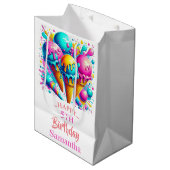 Girly Ice Cream verjaardagsfeestje Medium Cadeauzakje (Voorkant Gekanteld)