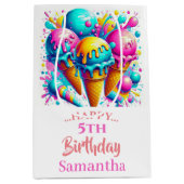 Girly Ice Cream verjaardagsfeestje Medium Cadeauzakje (Voorkant)