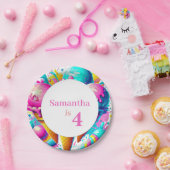 Girly Ice Cream verjaardagsfeestje Papieren Bordje (Feest)