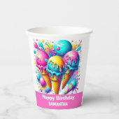 GIRLY ijs verjaardagsfeestje Papieren Bekers (Voorkant)