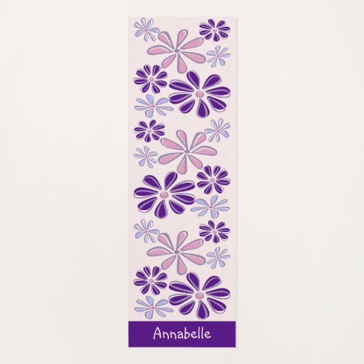 Girly Indigo Roze Naam Bloem Doodle Patroon Yogamat (Voorkant)