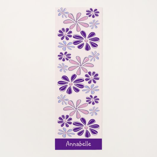 Girly Indigo Roze Naam Bloem Doodle Patroon Yogamat (Achterkant)