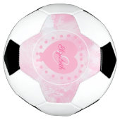 Girly Initiaal Monogram roze Waterverf Heart Voetbal (Gedraaid)