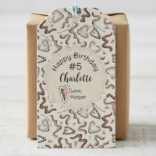 Girly Insects Heart Worm-ing Wishes Verjaardag Cadeaulabel
