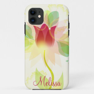 Girly iPhone5 Roze Abstracte Waterverf Tulips iPhone 11 Hoesje