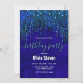 Girly iriserende glitter druppels in eenhoorn rege kaart (Voorkant)