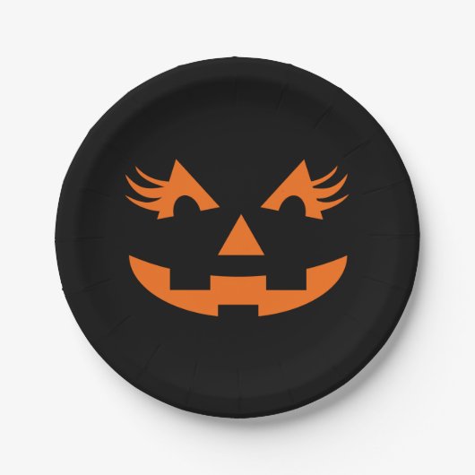 Girly Jack O Lantern Halloween Papieren Bordje (Voorkant)