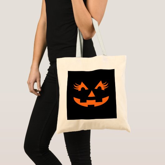 Girly Jack O Lantern Halloween Tote Bag (Voorkant (product))