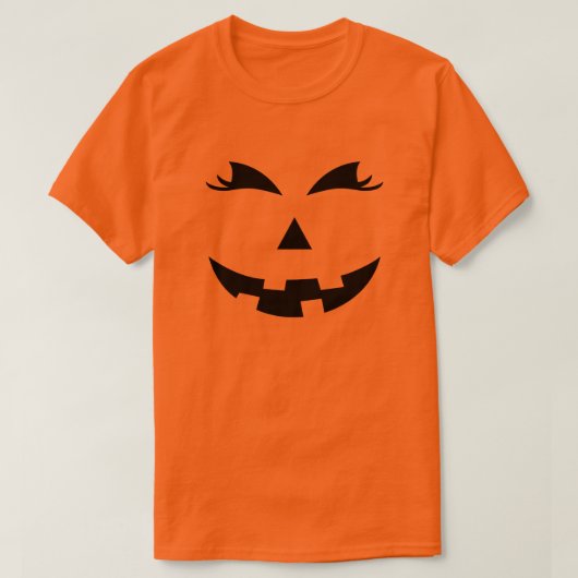 Girly Jack O Lantern Pompoen Gezicht Familie Hallo T-shirt (Design voorkant)