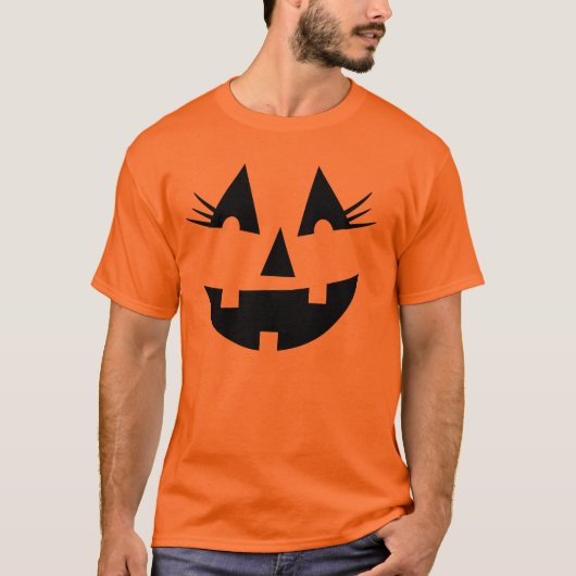 Girly Jack-O-Lantern Pompoen Gezicht Halloween T-shirt (Voorkant)