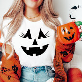 Girly Jack-O-Lantern Pompoen Gezicht Halloween T-shirt