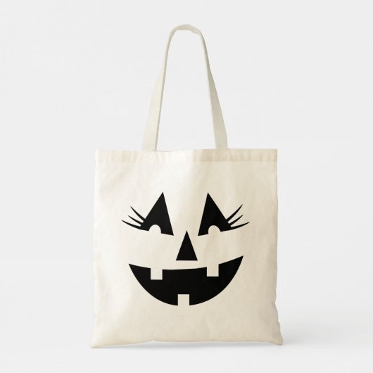 Girly Jack-O-Lantern Pompoen Gezicht Halloween Tote Bag (Achterkant)
