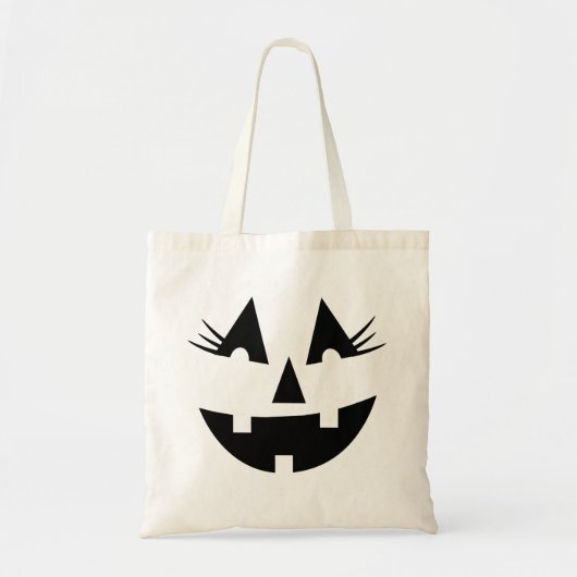 Girly Jack-O-Lantern Pompoen Gezicht Halloween Tote Bag (Voorkant)
