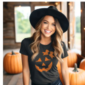 Girly Jack-o-lantern Pumpkin Face Halloween T-shirt