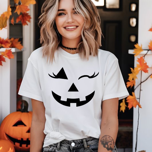 Girly Jack O Lantern Pumpkin Face Halloween T-shirt