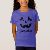 Girly Jack O Lantern Pumpkin Face Halloween T-shirt (Voorkant)